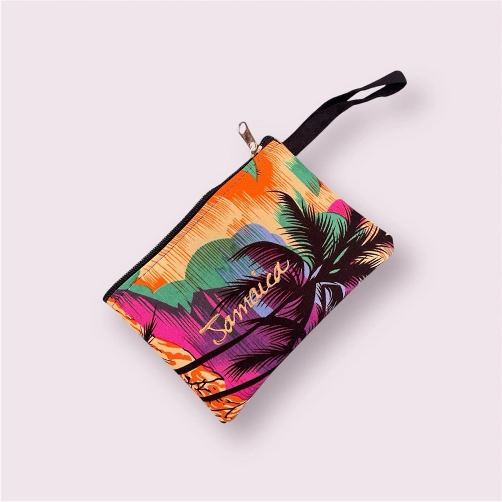 Vibrant Tropical Print Wristlet